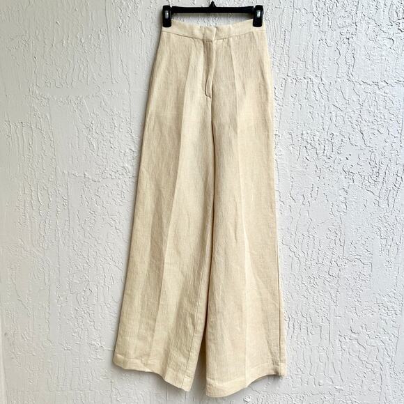 MVP Wardrobe Malibù High Waisted Wide Leg Palazzo Pants Beige Women's 38 / US 4 - Picture 2 of 8